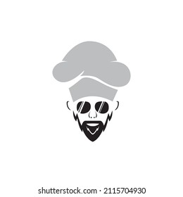 man with beard and chef hat logo design, vector graphic symbol icon sign illustration