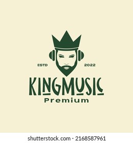 man beard with crown music logo design vector graphic symbol icon illustration creative idea