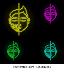 Man beard cutting neon color set icon. Simple thin line, outline vector of anti age icons for ui and ux, website or mobile application