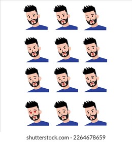 man with beard with different expressions