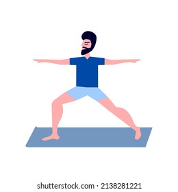 Man with beard doing yoga exercise