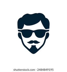 hombre con barba y gafas social geek nerd logo Ilustración vectorial diseño de Plantilla