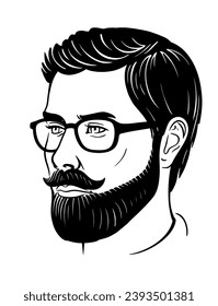 Man with beard. Face with hairstyle