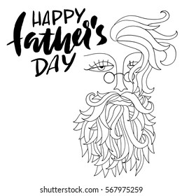 Man with beard and glass. Hipster style. Vector illustration. Fathers day lettering.