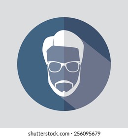 Man with beard and glasses avatar in a flat design