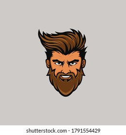 Man Beard Hairstyle logo design for gents salon.