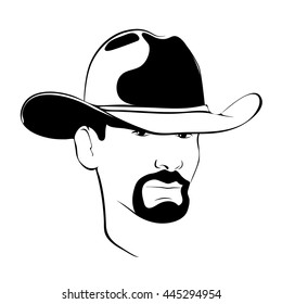 Man with the Beard in the Hat. Graphic vector drawing.