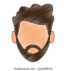Man with beard head faceless scribble