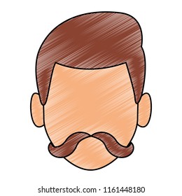 Man with beard head faceless scribble