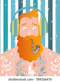 Man with beard and headphones