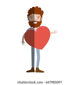 man with beard and heart in the chest