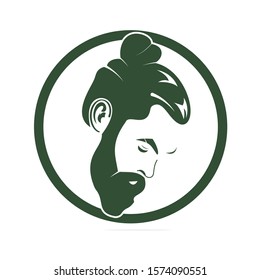 Man beard hipster barbershop vector emblem. Bearded man's face, hipster character. 