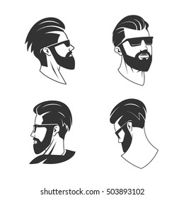 Man and beard hipster barbershop vector illustration  Minimalistic human head drawing  Barbershop logo