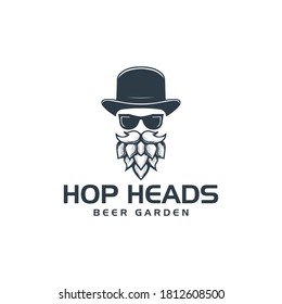 Man Beard Hop beer Vector logo design