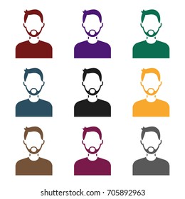 Man with beard icon in black style isolated on white background. Avatar symbol stock vector illustration.