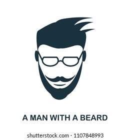 A Man With A Beard icon. Flat style icon design. UI. Illustration of a man with a beard icon. Pictogram isolated on white. Ready to use in web design, apps, software, print.