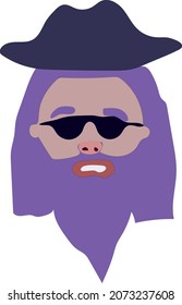Man with beard and long hair - simple coolness style for adult.