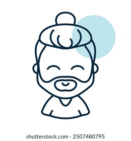 Hombre con barba y Vector de pelo largo icono. Símbolo Hipster. Signos de retrato de personaje de avatar. Símbolo del gráfico para su diseño del Sitio web, logotipo, App, UI