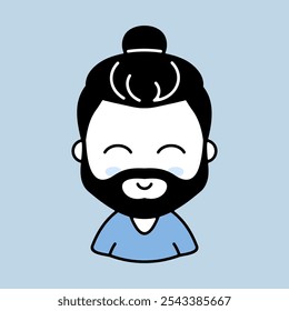 Man with beard and long hair vector icon. Hipster symbol. Avatar character portrait signs. Graph symbol for your web site design, logo, app, UI