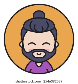 Man with beard and long hair vector icon. Hipster symbol. Avatar character portrait signs. Graph symbol for your web site design, logo, app, UI