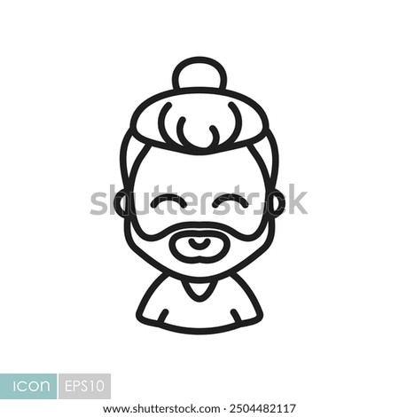 Man with beard and long hair vector icon. Hipster symbol. Avatar character portrait signs. Graph symbol for your web site design, logo, app, UI