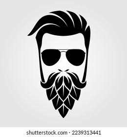 Man with beard made of hop cone. Vector illustration.