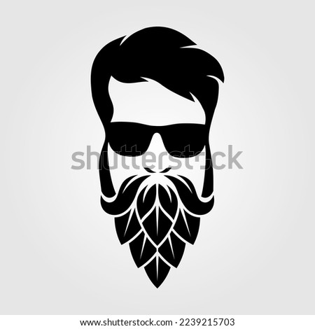 Man with beard made of hop cone. Vector illustration.