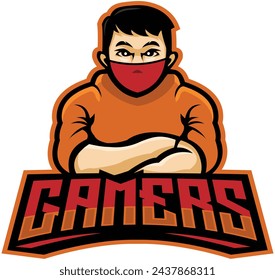 Man beard mascot modern logo template