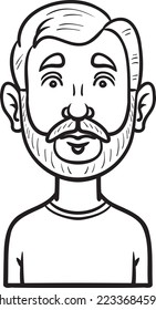 man with beard. Monochrome illustration vector avatar character