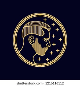 Man beard monoline vector illustration