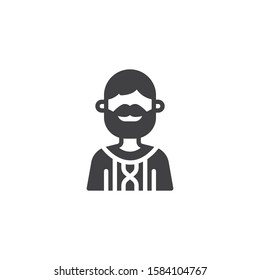 Man with beard and mustache avatar vector icon. filled flat sign for mobile concept and web design. Faceless bearded man portrait glyph icon. Symbol, logo illustration. Vector graphics