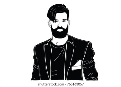 Man with beard and mustache, hipster