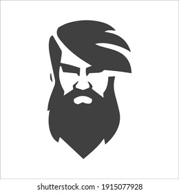 Logo de barba y bigote de hombre, ilustración vectorial de icono