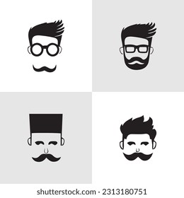 Man beard and mustache logo set of man