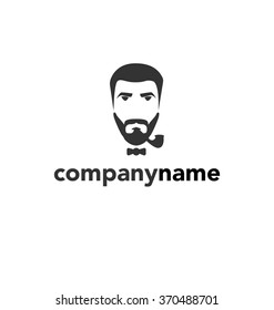 Man With A Beard And Mustache Logo Template.