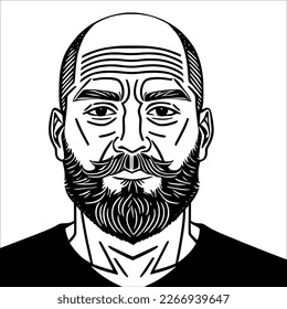 Hombre con barba y bigote, listo para cualquier ocasión - Ilustración vectorial
