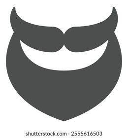 Man beard and mustache solid icon, barber hairstyle concept. Vector graphics. Face hair sign on white background, outline style icon for mobile or web design