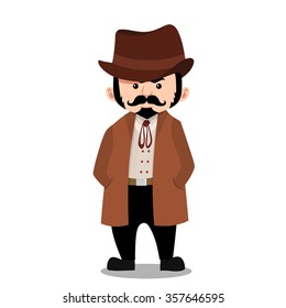 Man with beard and mustache vector illustration