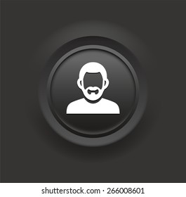 Man with Beard  on Black Bevel Round Buttons