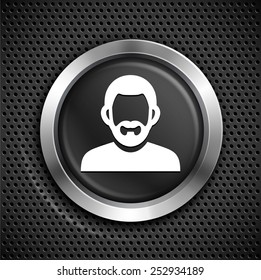 Man with Beard  on Black Round Buttons