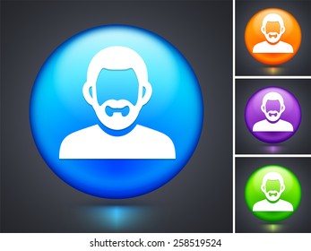 Man with Beard  on  Color Round Buttons