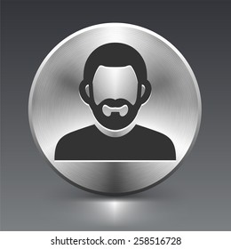 Man with Beard  on Silver Round Buttons