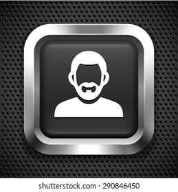 Man with Beard  on Silver Square Buttons