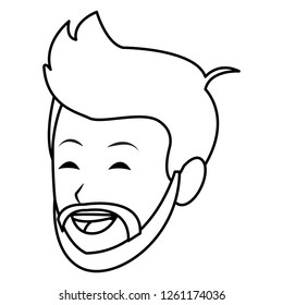 man with beard only face black and white