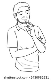 A man with beard in outline and vector format. 