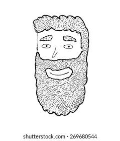 Man with beard portrait, vector illustration