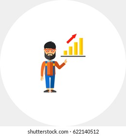 Man with beard presenting his report icon