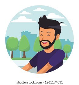 man with beard profile parkscape
