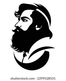 Man With Beard Profile Silhouette