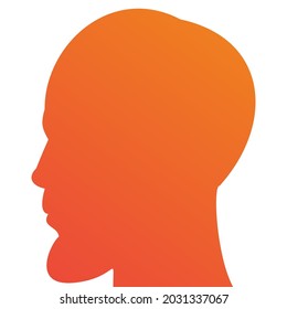 El perfil del hombre con silueta barba aislado en fondo blanco con degradado inusual. Cabeza Vectora masculina. Fácil de volver a colorear.